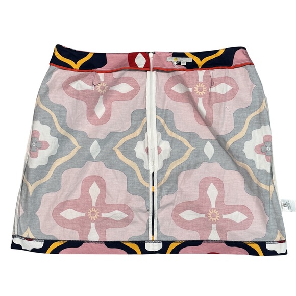 Boden Geometric Tile Print Mini Skirt Womens US 14 UK 18 Pink Navy Mod Retro - Picture 3 of 7